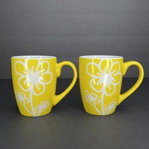 Yellow Floral Etch Design Mug